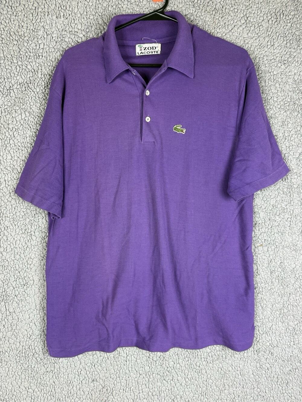 VTG IZOD Lacoste Polo Shirt Mens XL Purple Patron Pique Short Sleeve Made In USA